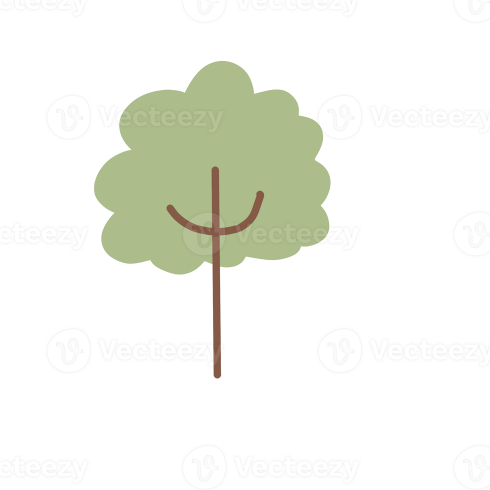 Green Tree cartoon doodle png