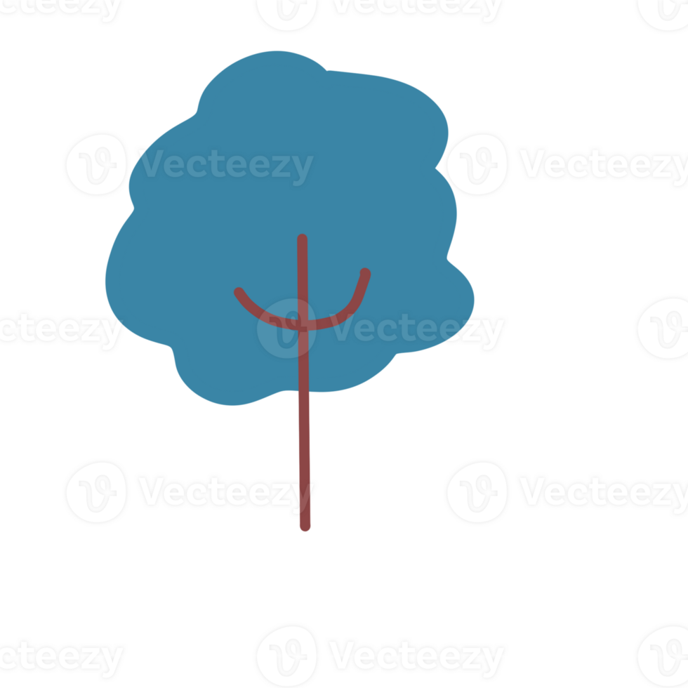 Tree blue cartoon doodle png