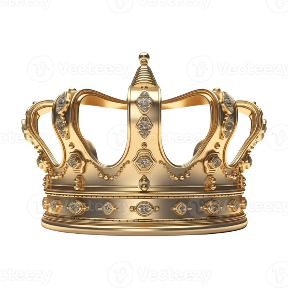 Golden royal crown isolated on transparent background. png