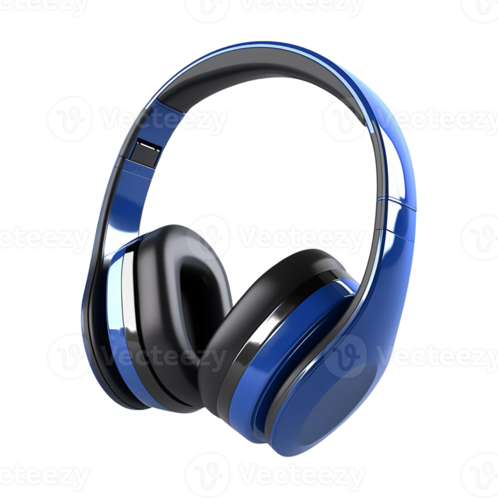 Blue wireless headphones isolated on transparent background. png