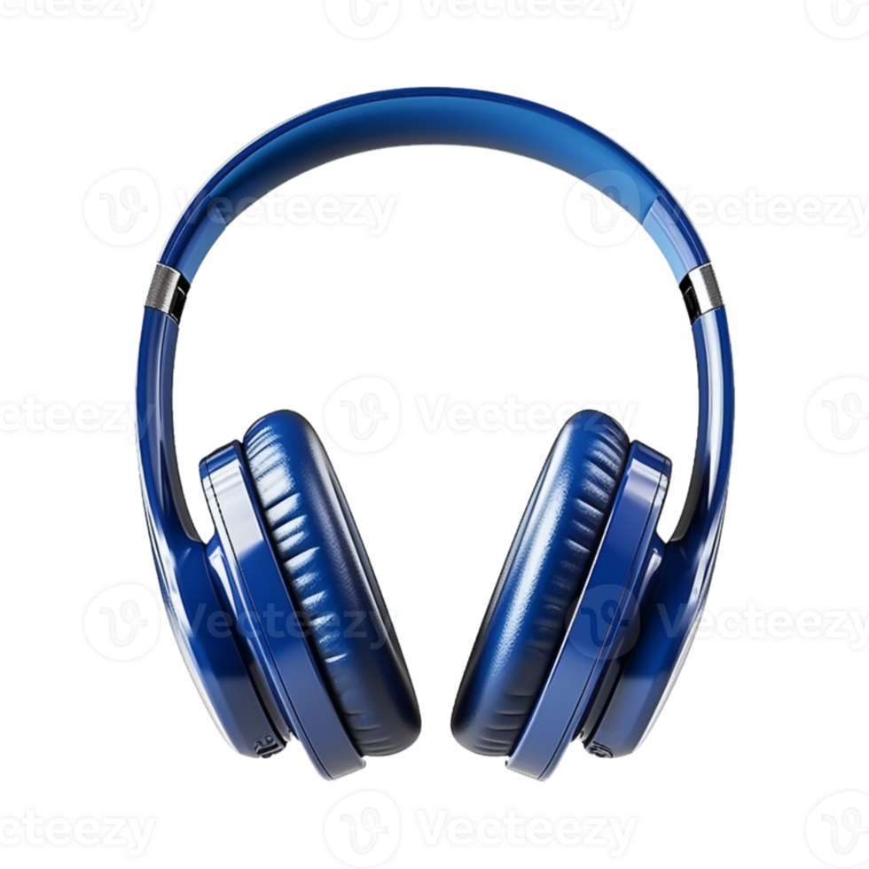 Blue wireless headphones isolated on transparent background. png
