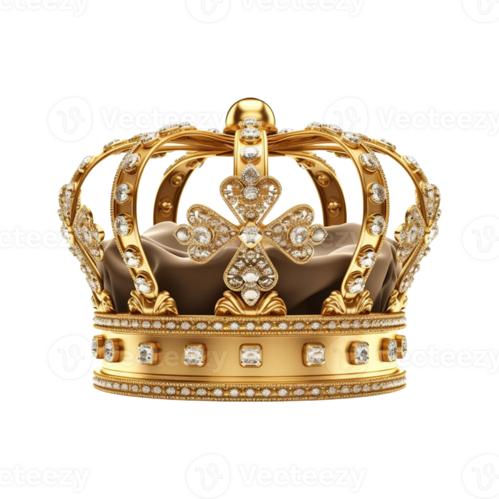 Golden royal crown isolated on transparent background. png