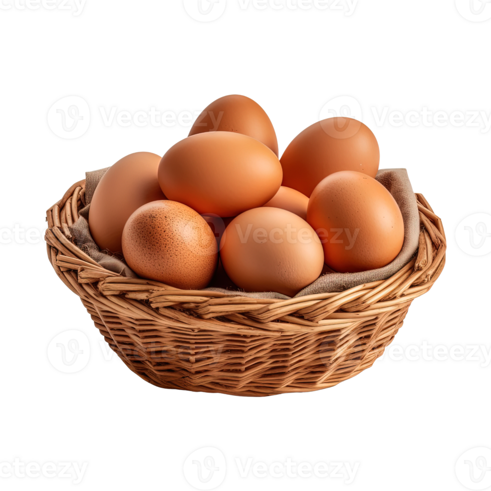 Eggs in basket isolated on transparent background. png