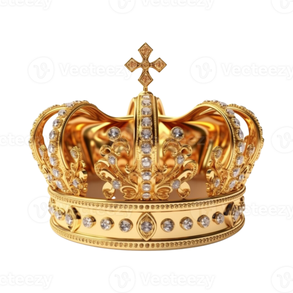 golden königlich Krone isoliert auf transparent Hintergrund. ai generiert png