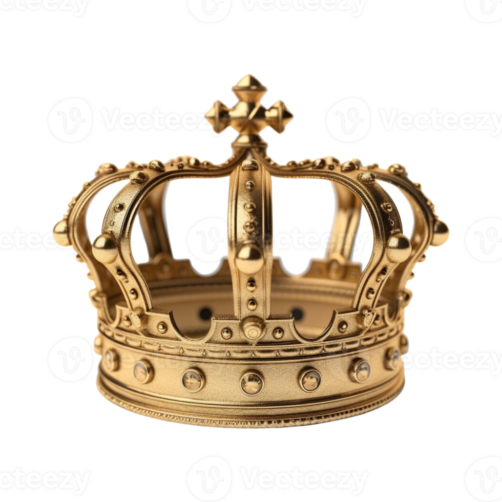 Golden royal crown isolated on transparent background. png