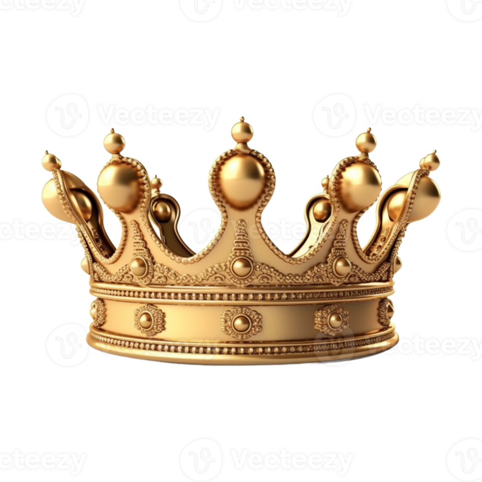 Golden royal crown isolated on transparent background. png