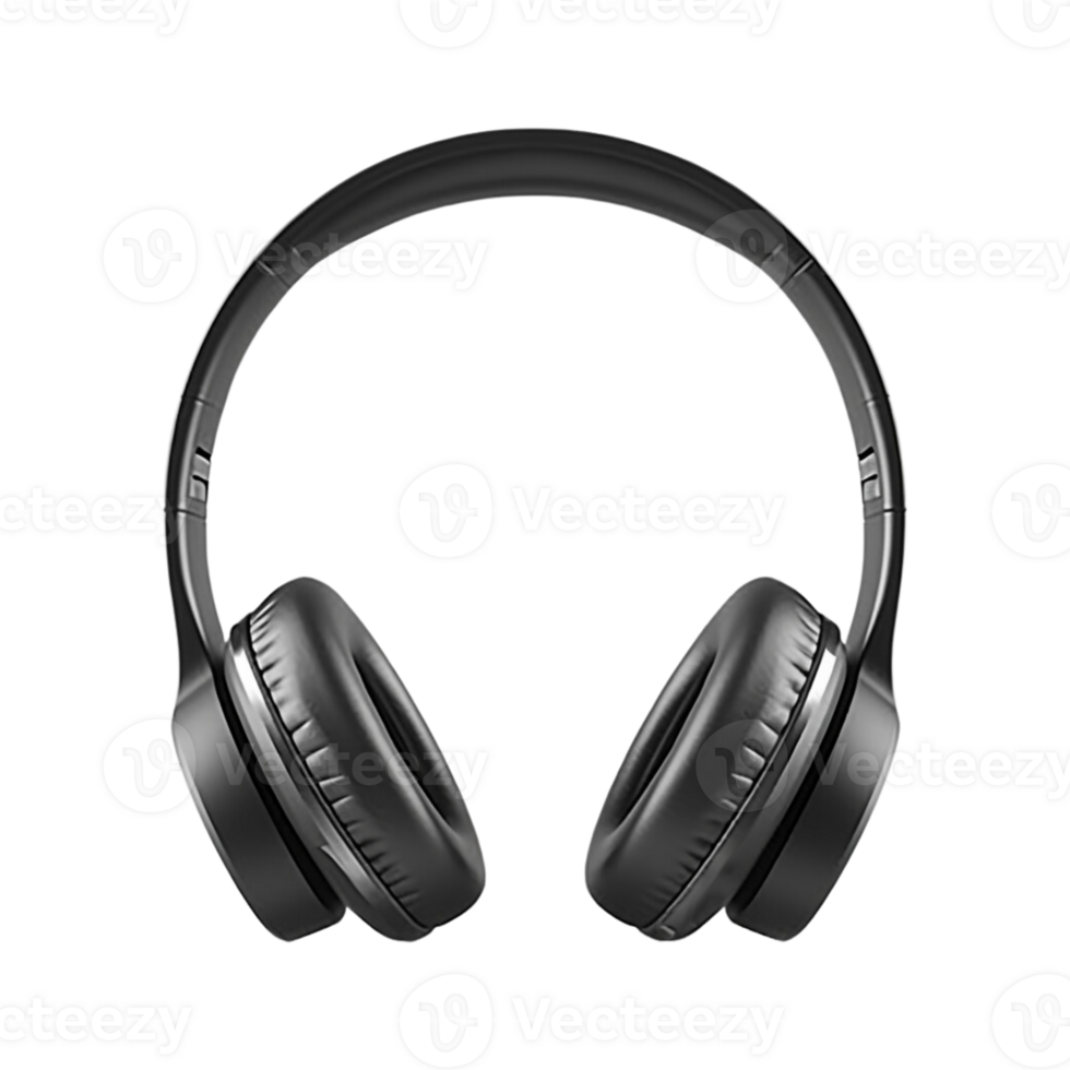 Black wireless headphones isolated on transparent background. png