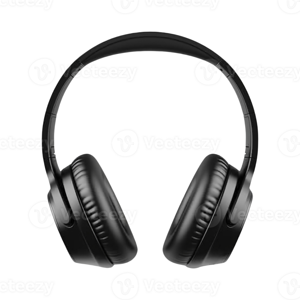Black wireless headphones isolated on transparent background. png