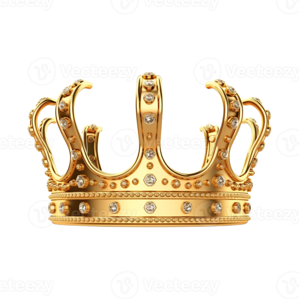 Golden royal crown isolated on transparent background. png