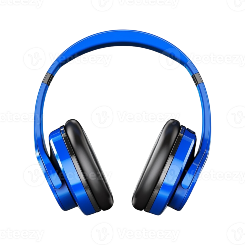 Blue wireless headphones isolated on transparent background. png