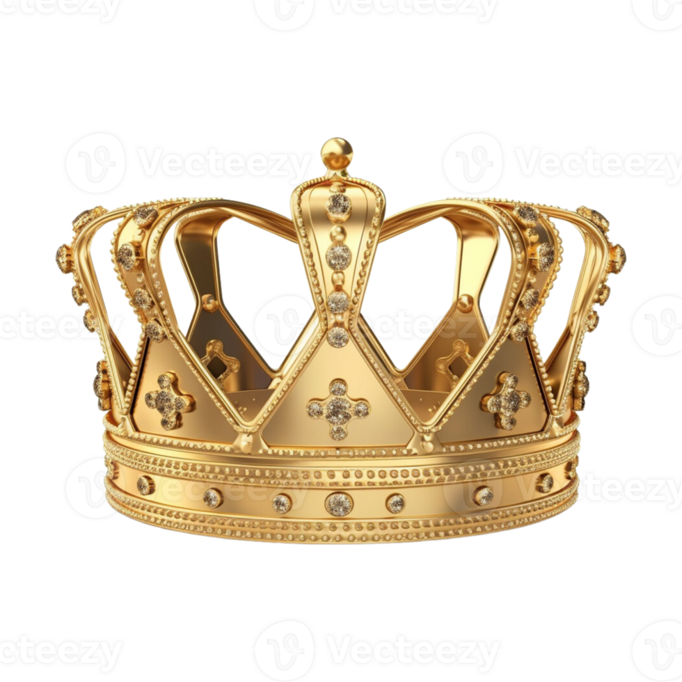 Golden royal crown isolated on transparent background. png