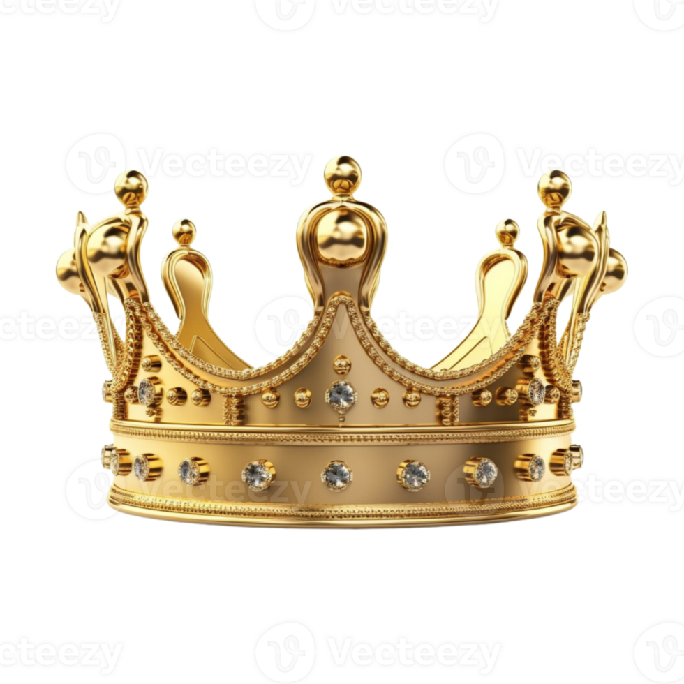 Golden royal crown isolated on transparent background. png