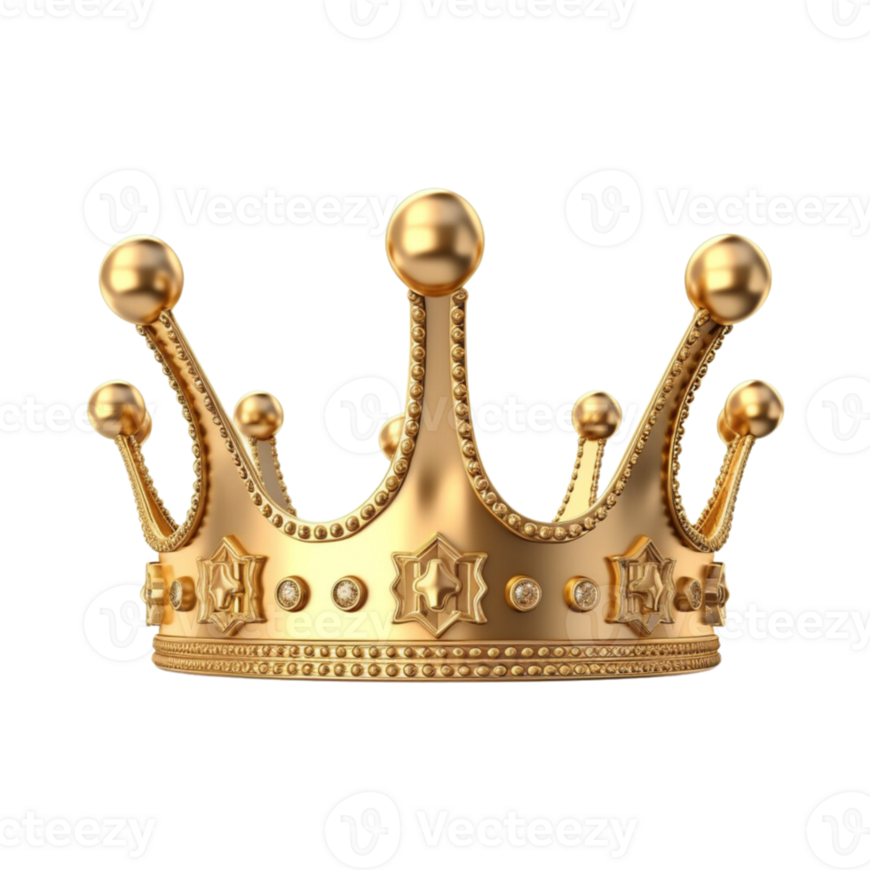 Golden royal crown isolated on transparent background. png