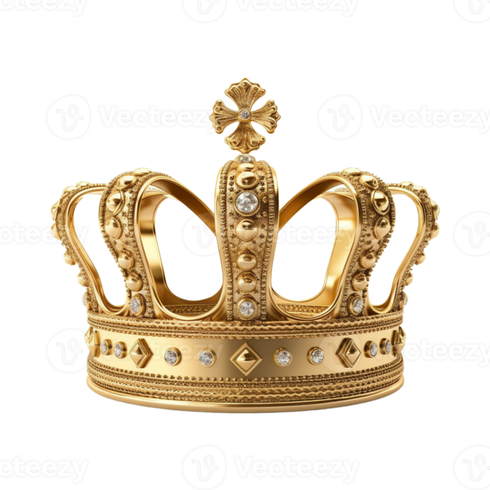 Golden royal crown isolated on transparent background. png