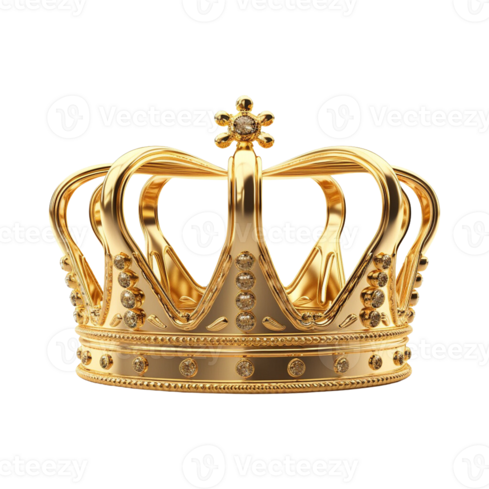 Golden royal crown isolated on transparent background. png