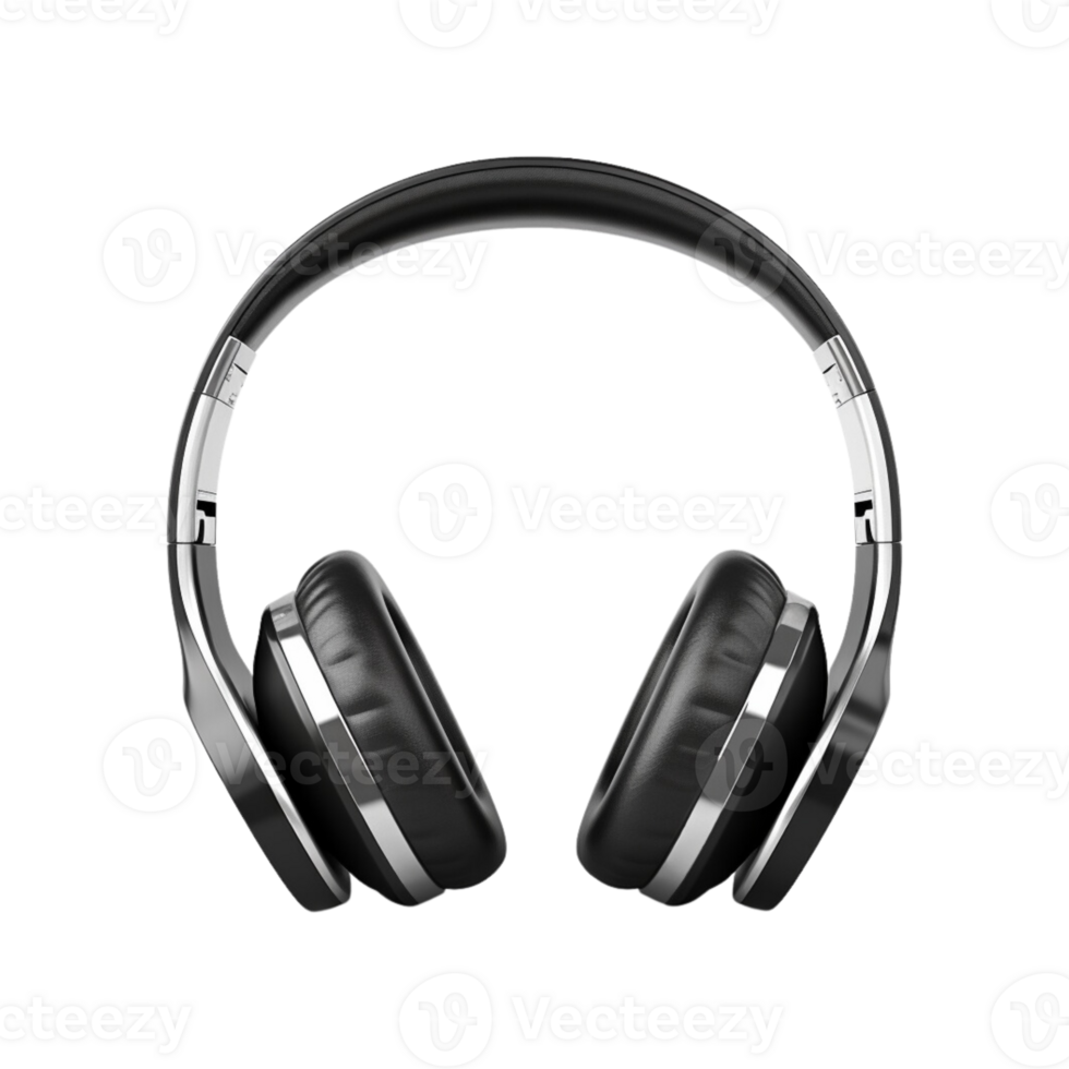 Black wireless headphones isolated on transparent background. png