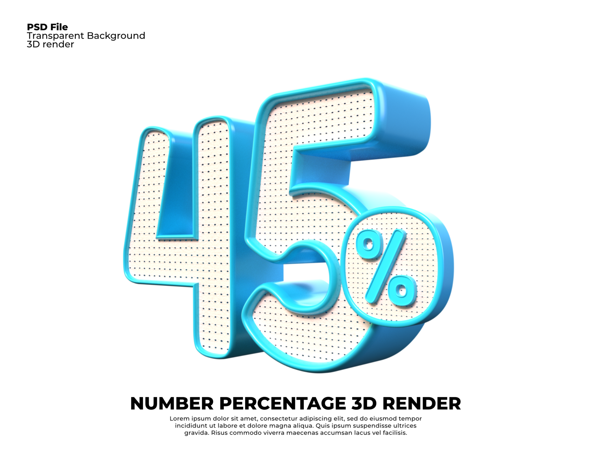 3D number 45 percent discount render PNG color blue 24559073 PNG