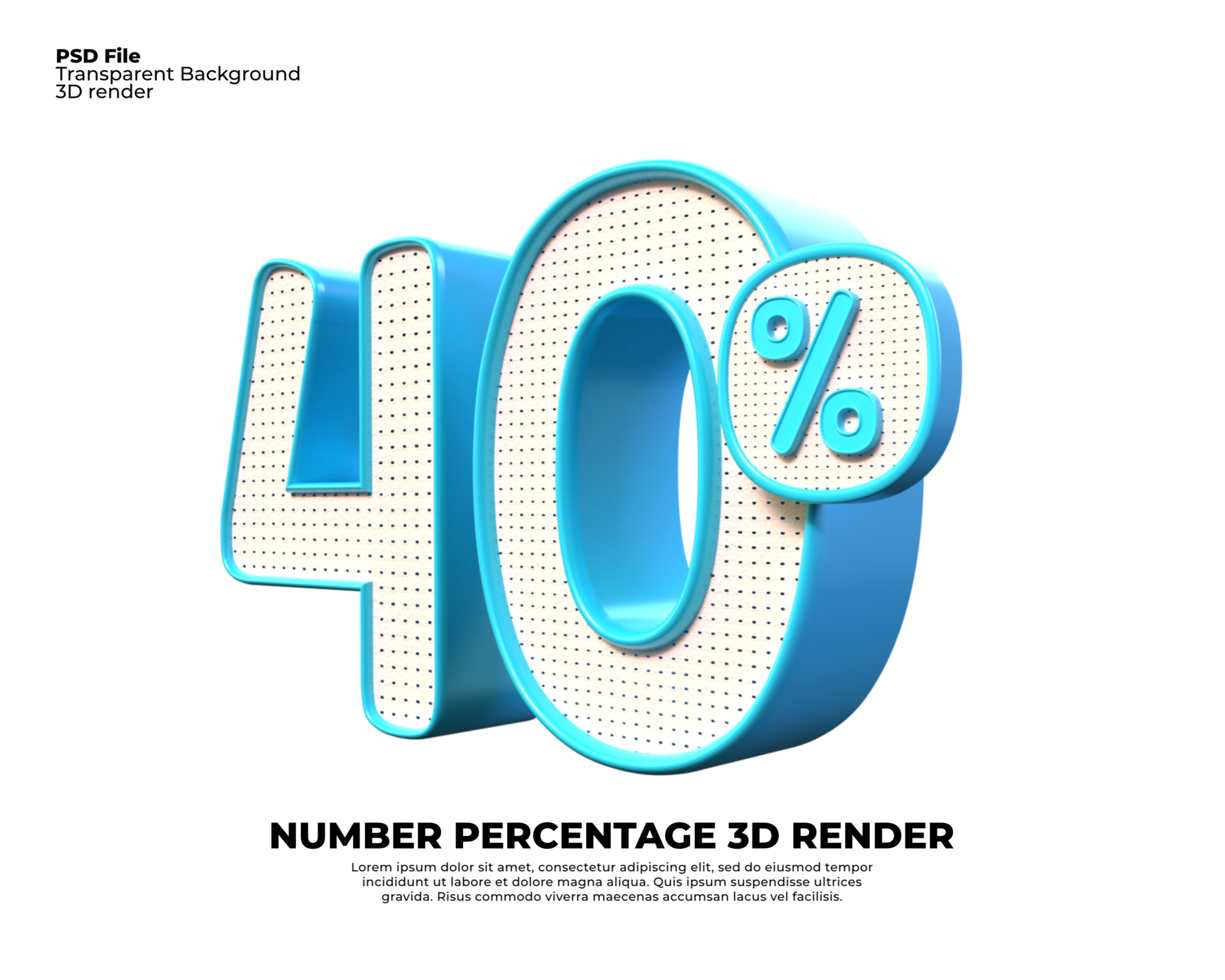3D Number 40 Percent Discount Render PNG Color Blue 24559091 PNG