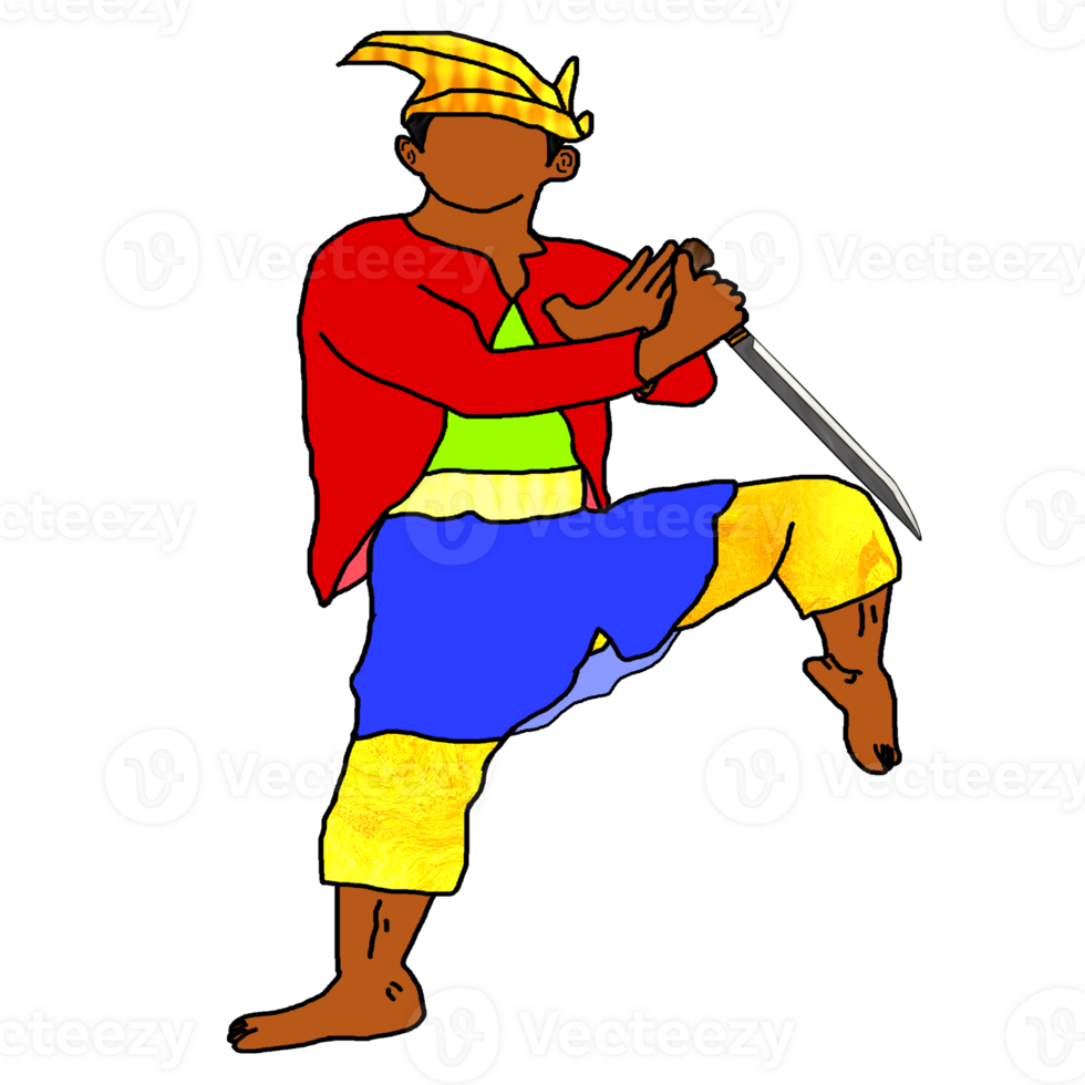 icon combating warrior Nusantara stand style with hold blade png