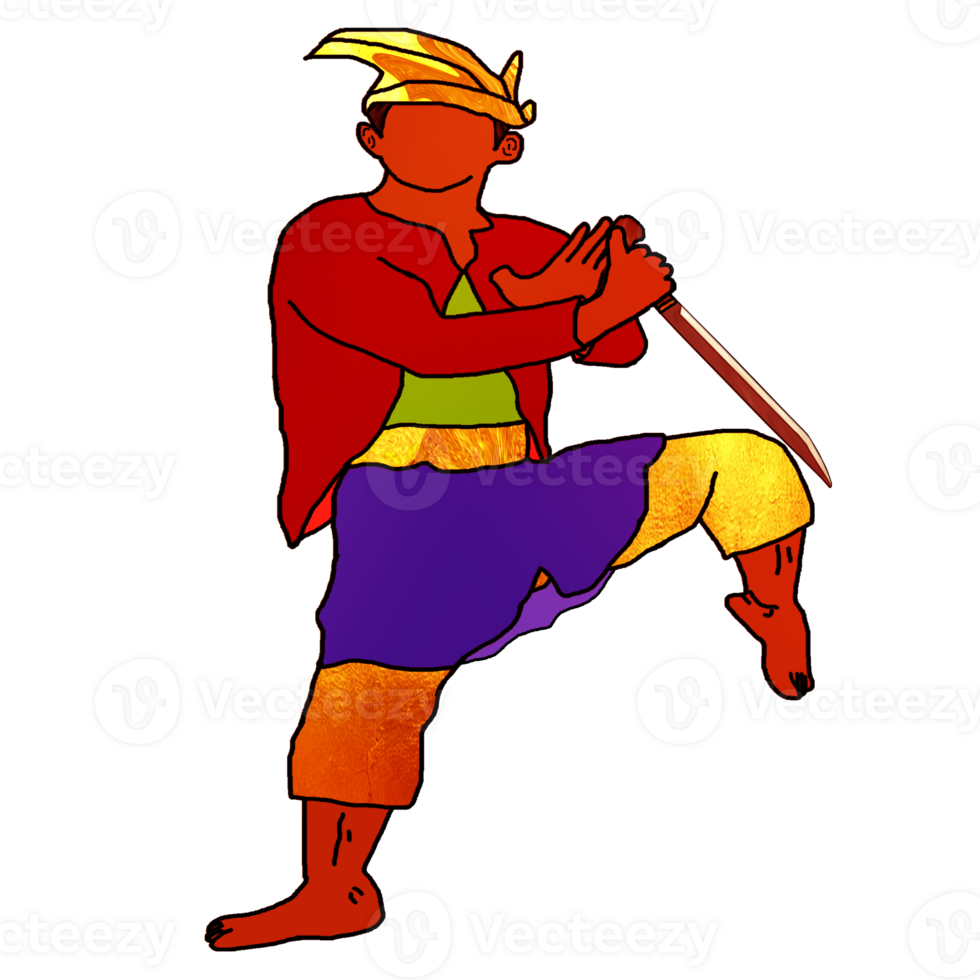 icon combating warrior Nusantara stand style with hold blade png