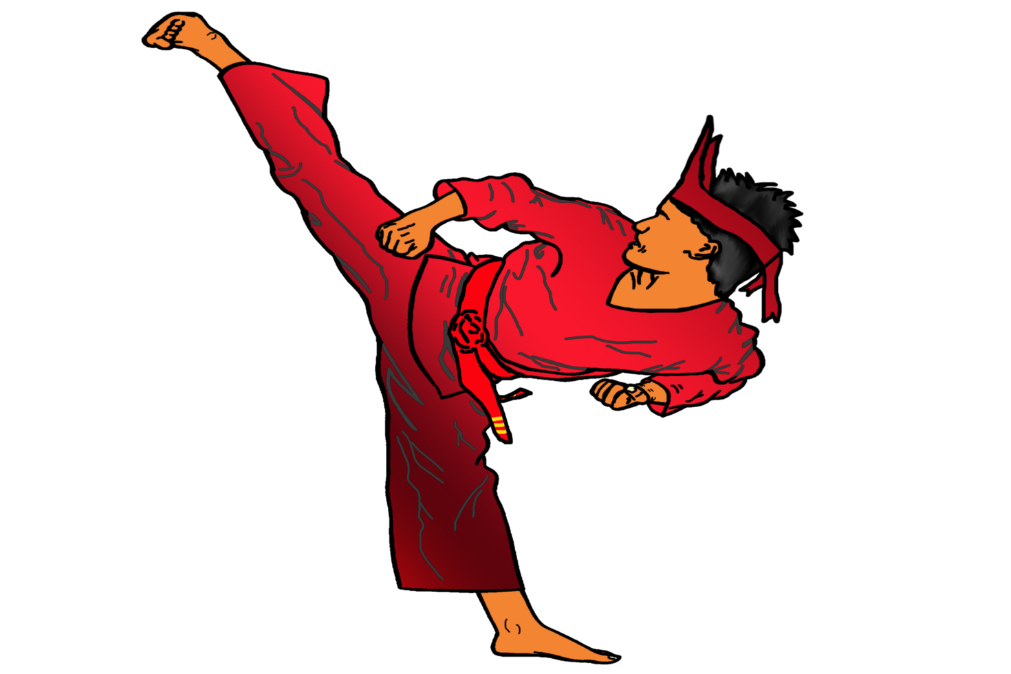 icon Malay Warrior doing combating movement call side kick png