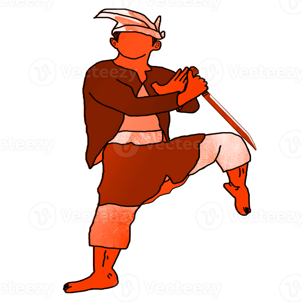 icon combating warrior Nusantara stand style with hold blade png
