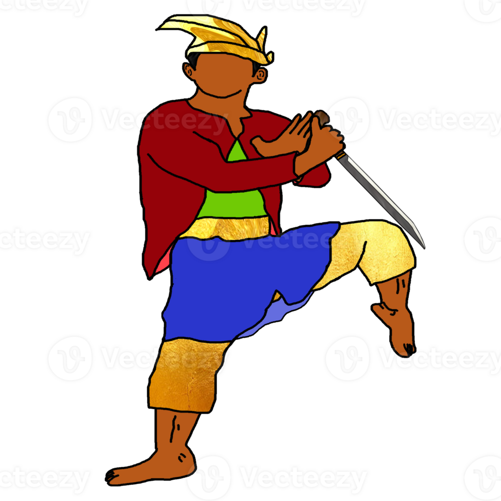 icon combating warrior Nusantara stand style with hold blade png