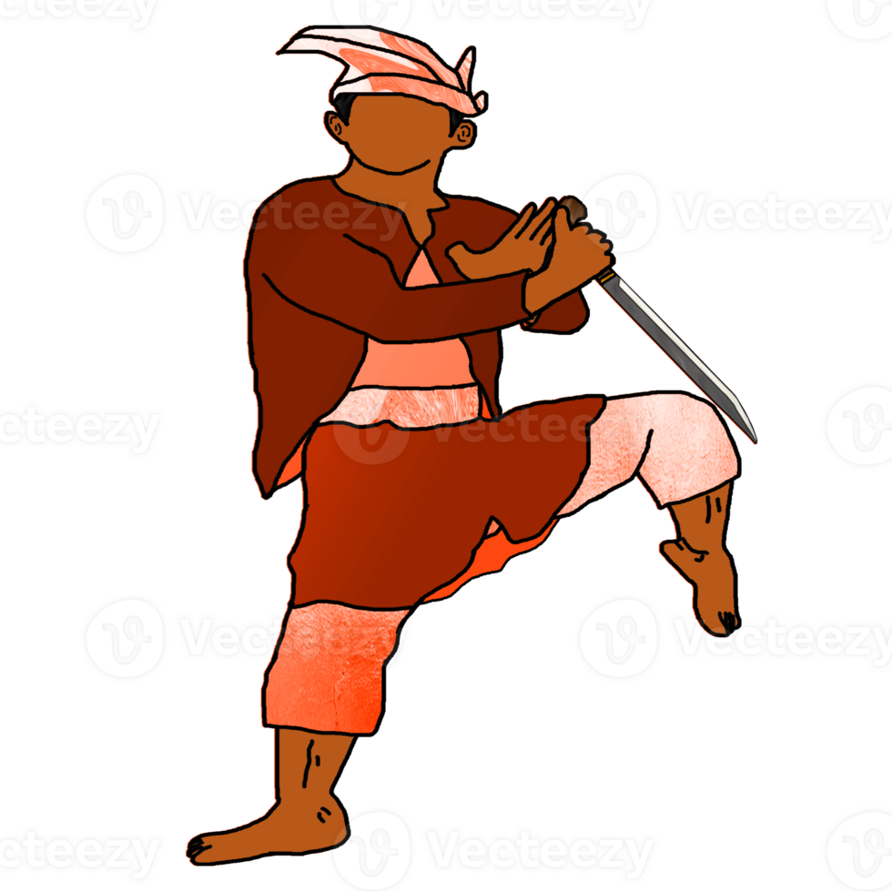 icon combating warrior Nusantara stand style with hold blade png