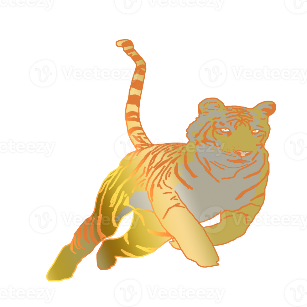 icon tiger king of the jungle had golden color png