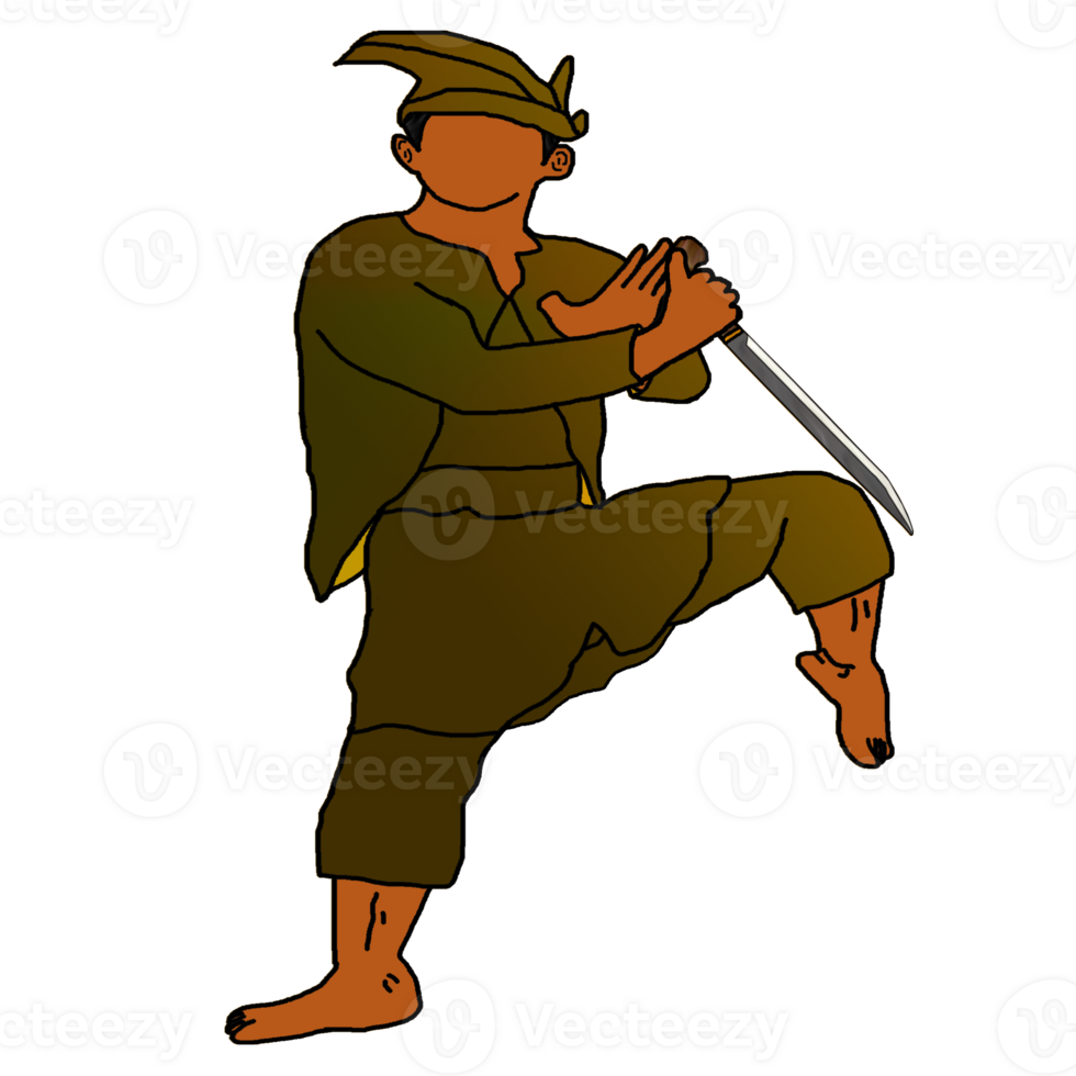 icon combating warrior Nusantara stand style with hold blade png