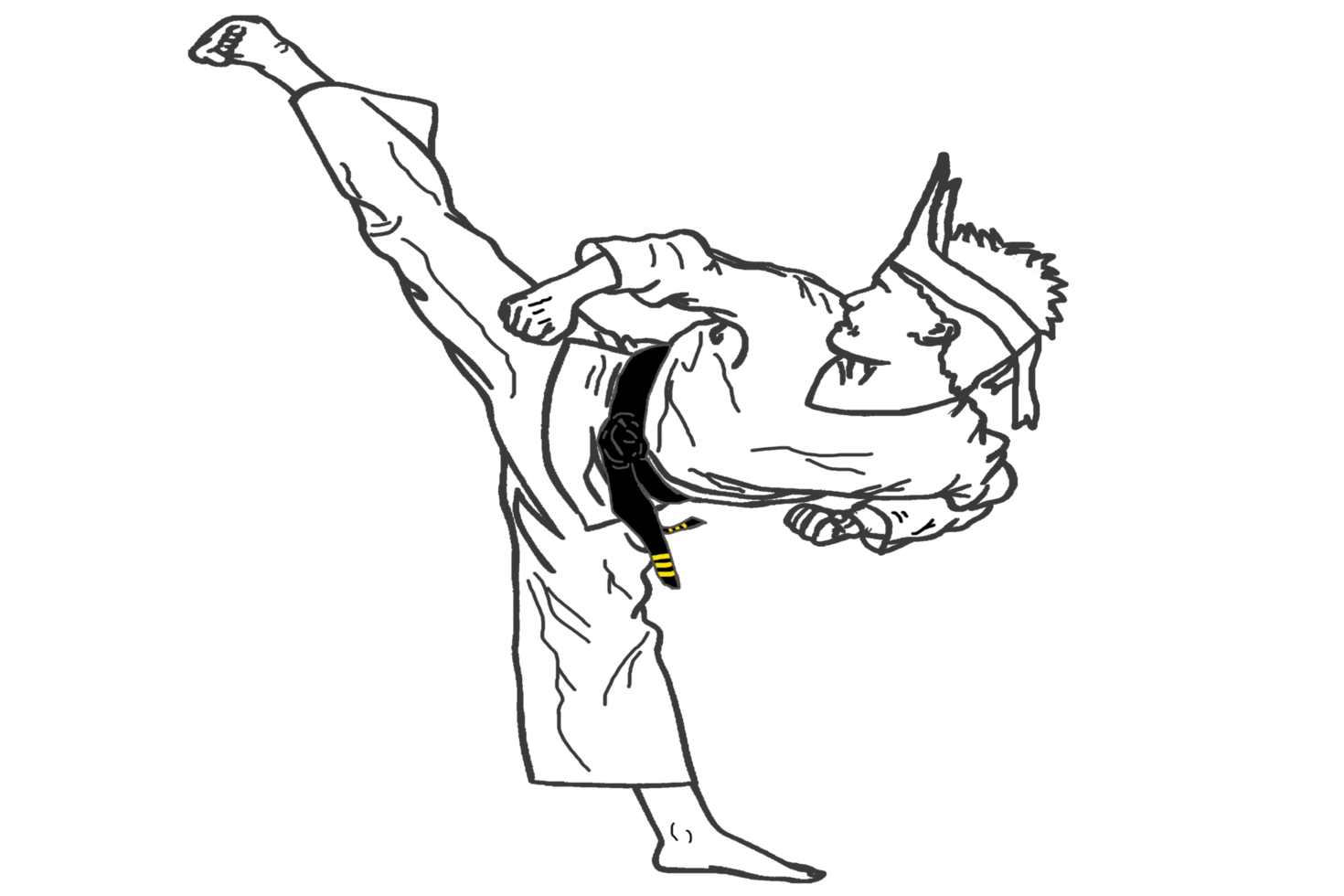 icon Malay Warrior doing combating movement call side kick png