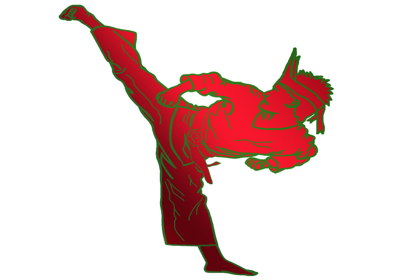 icon Malay Warrior doing combating movement call side kick png
