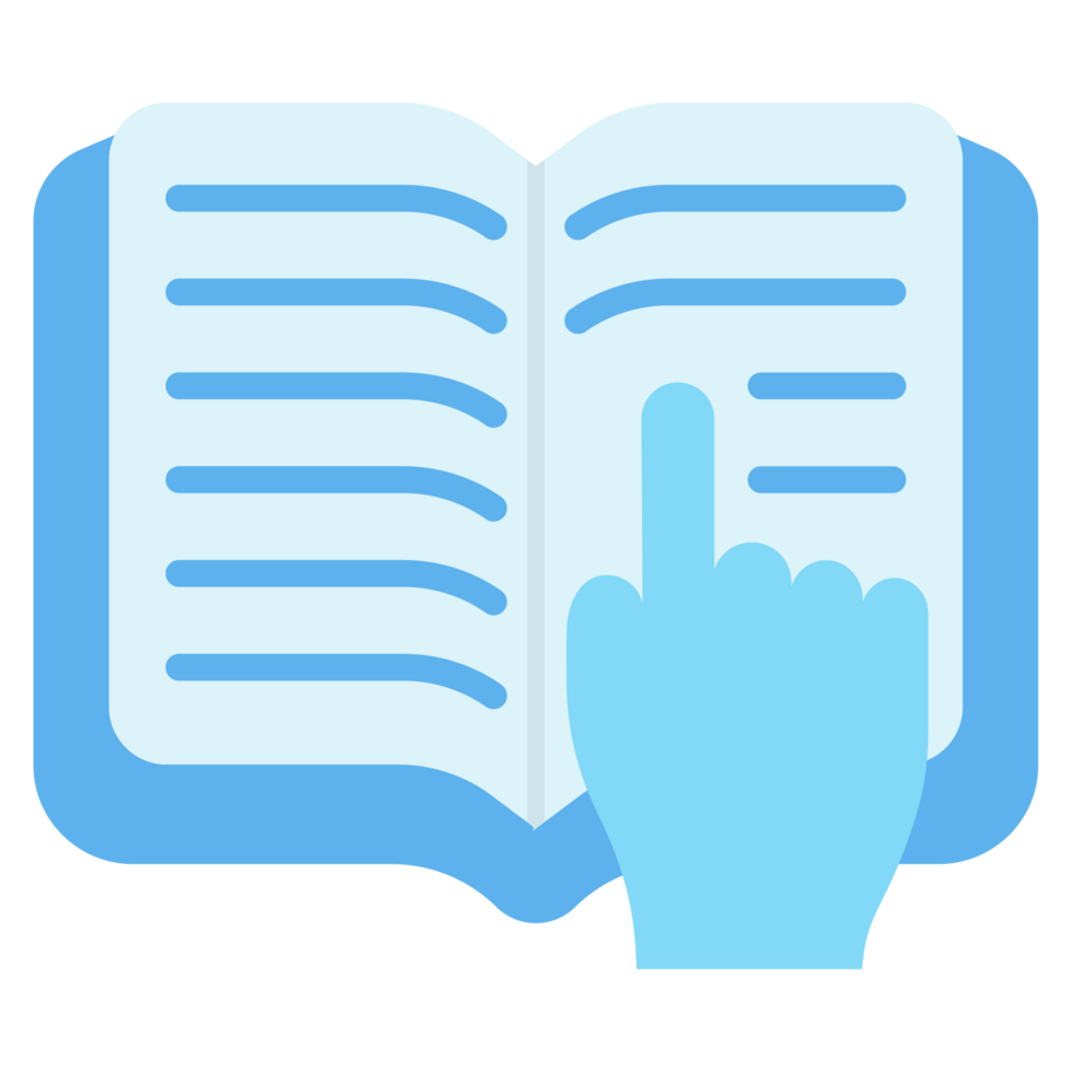 book and hand pointing png