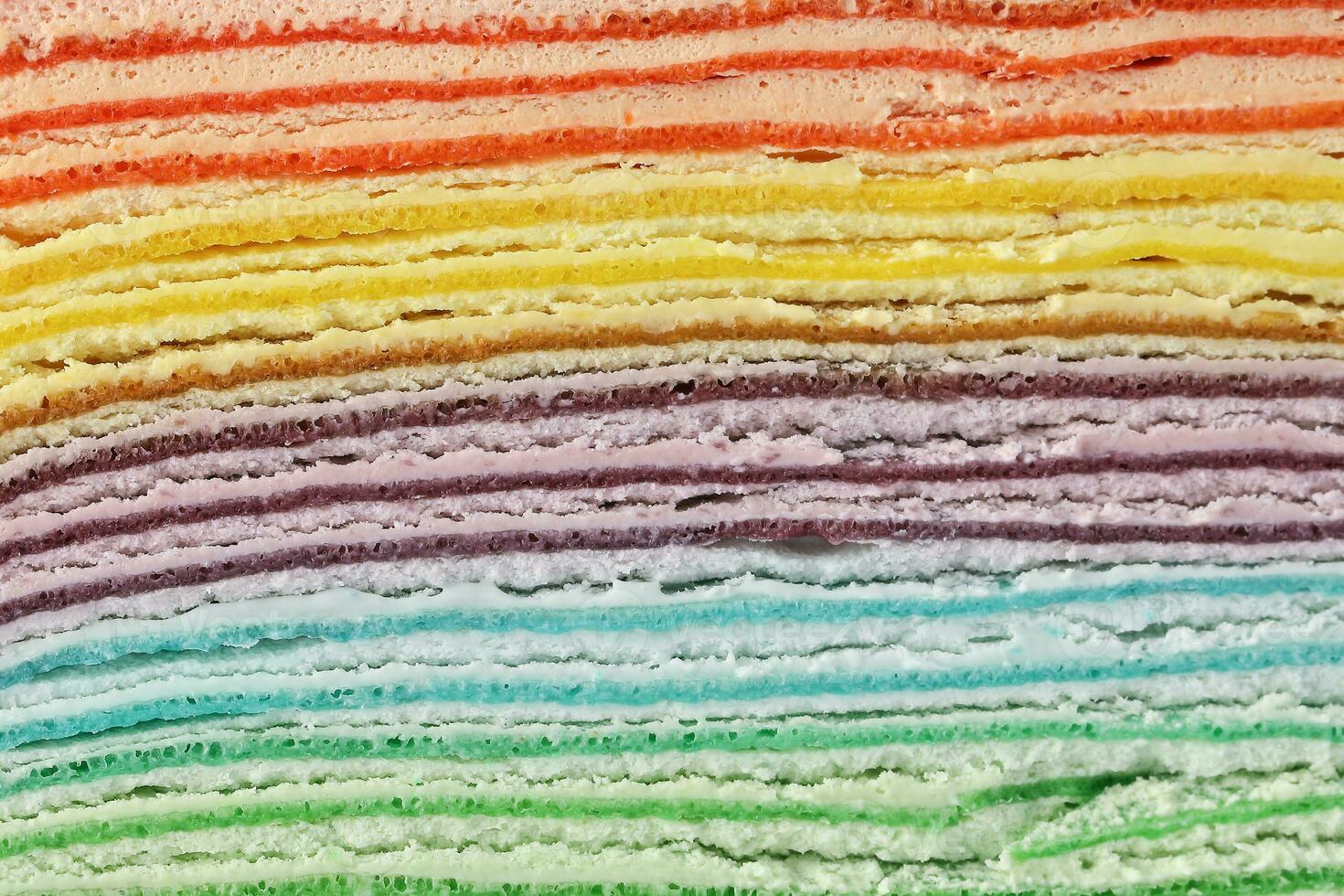 Rainbow crepe layer cake photo