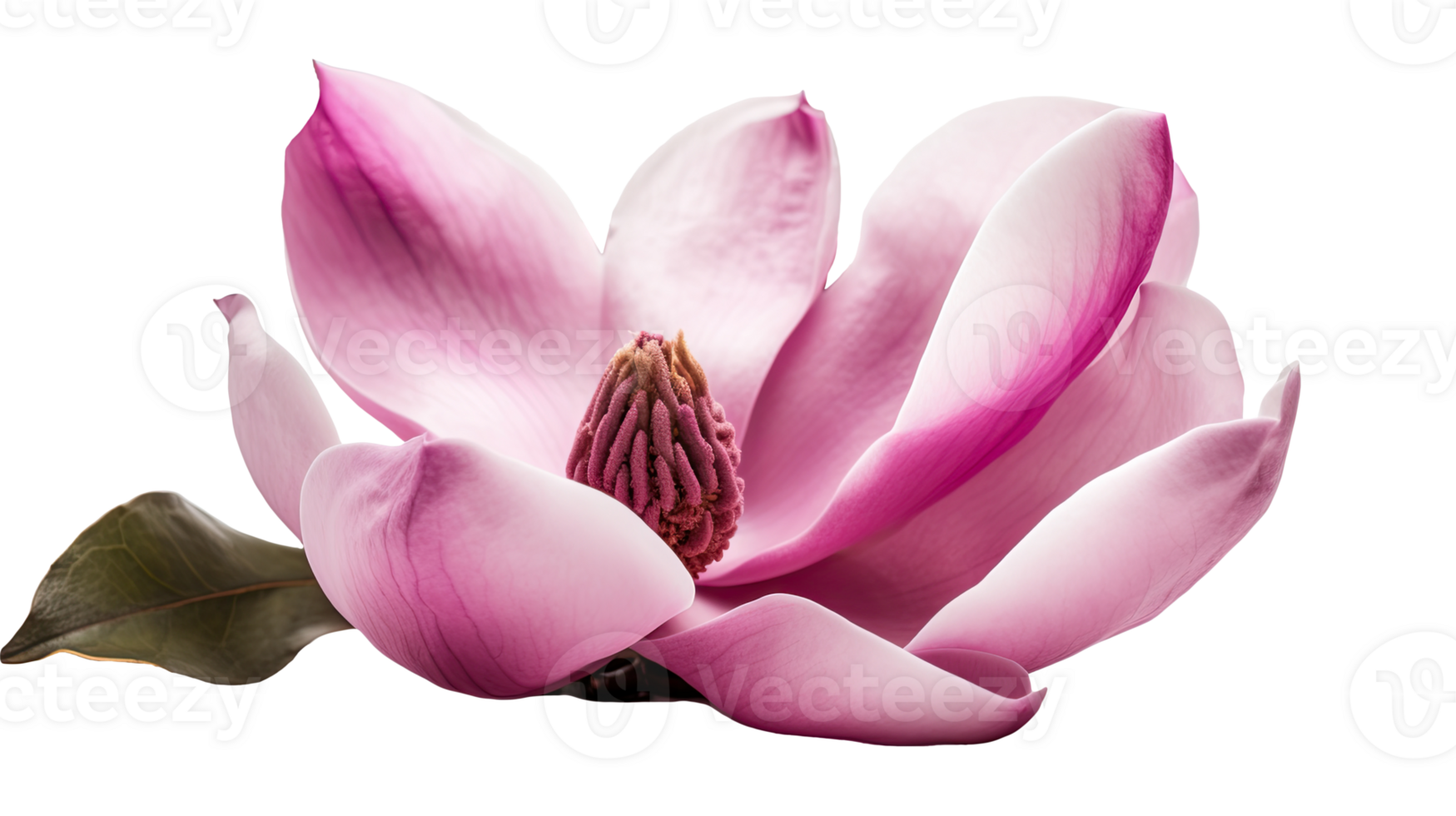 Beautiful Photo of Fresh Pink Magnolia Flowers on Transparent Background, . png