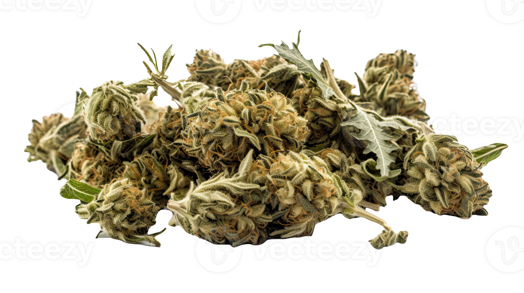 Dried Marijuana or Cannabis Buds on Transparent Background. Therapeutic and Medicinal Weed, . png