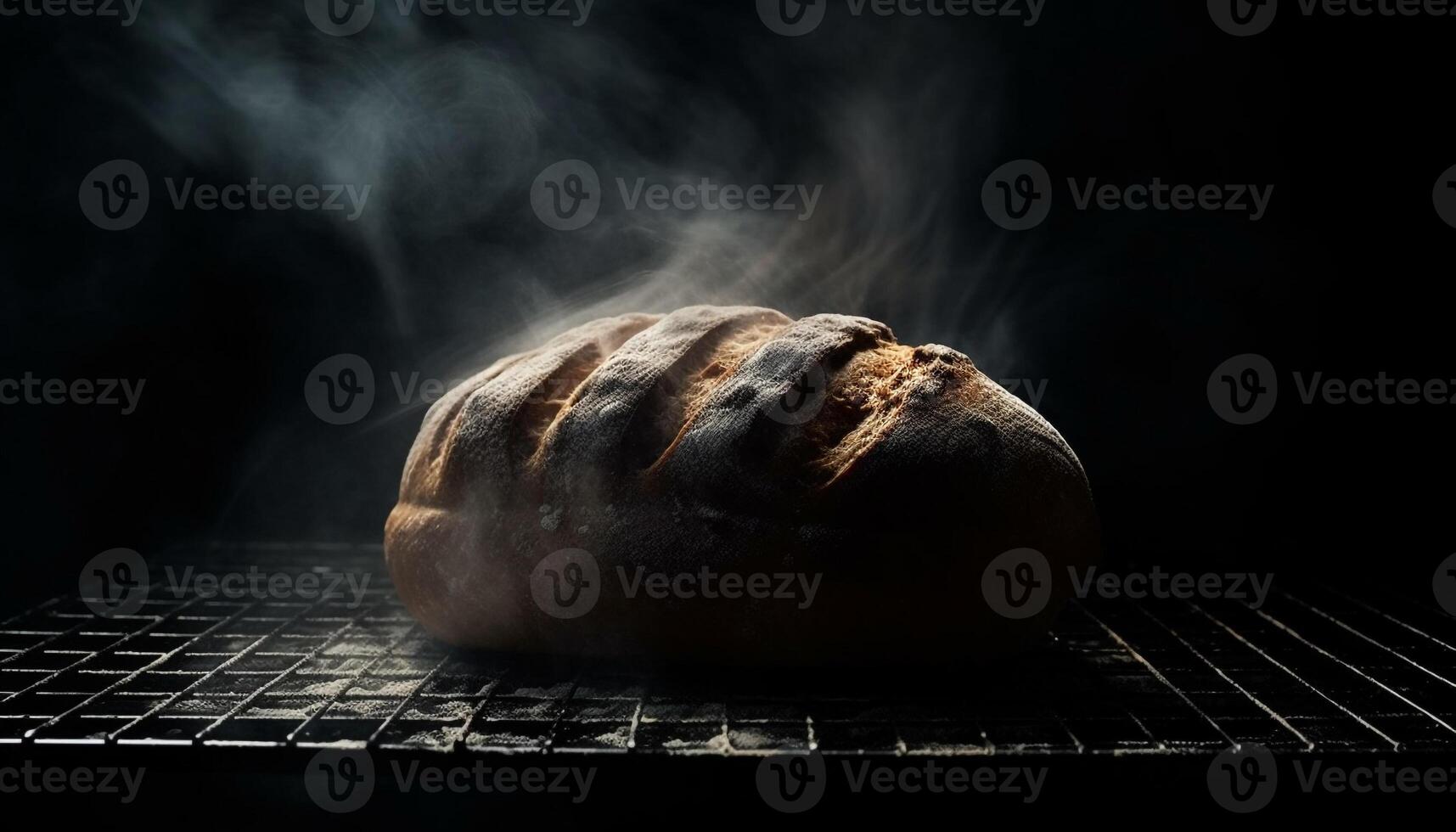 Freshly baked bread, hot from the oven generated by AI photo