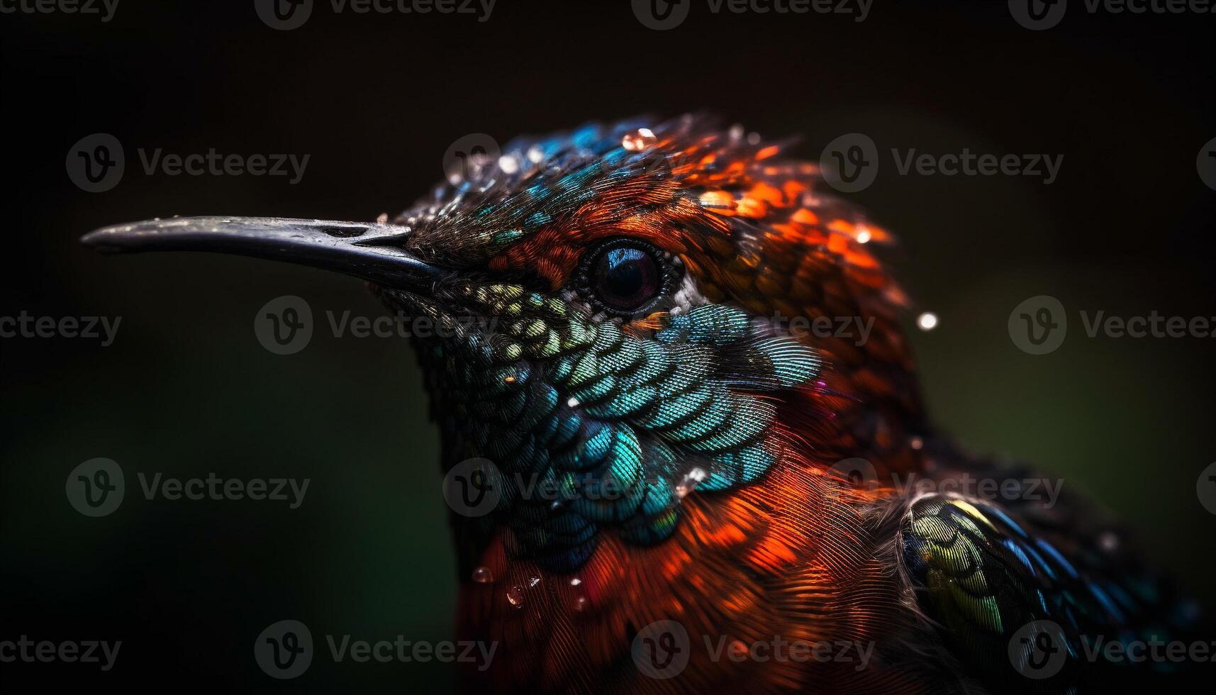 Vibrant feathers adorn the peacock beautiful tail generated by AI photo