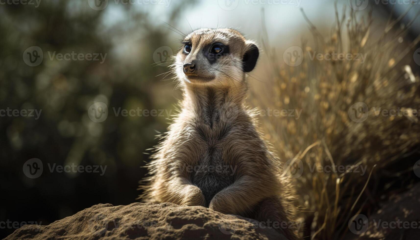 pequeño suricata curioso con linda vigilancia al aire libre generado por ai foto