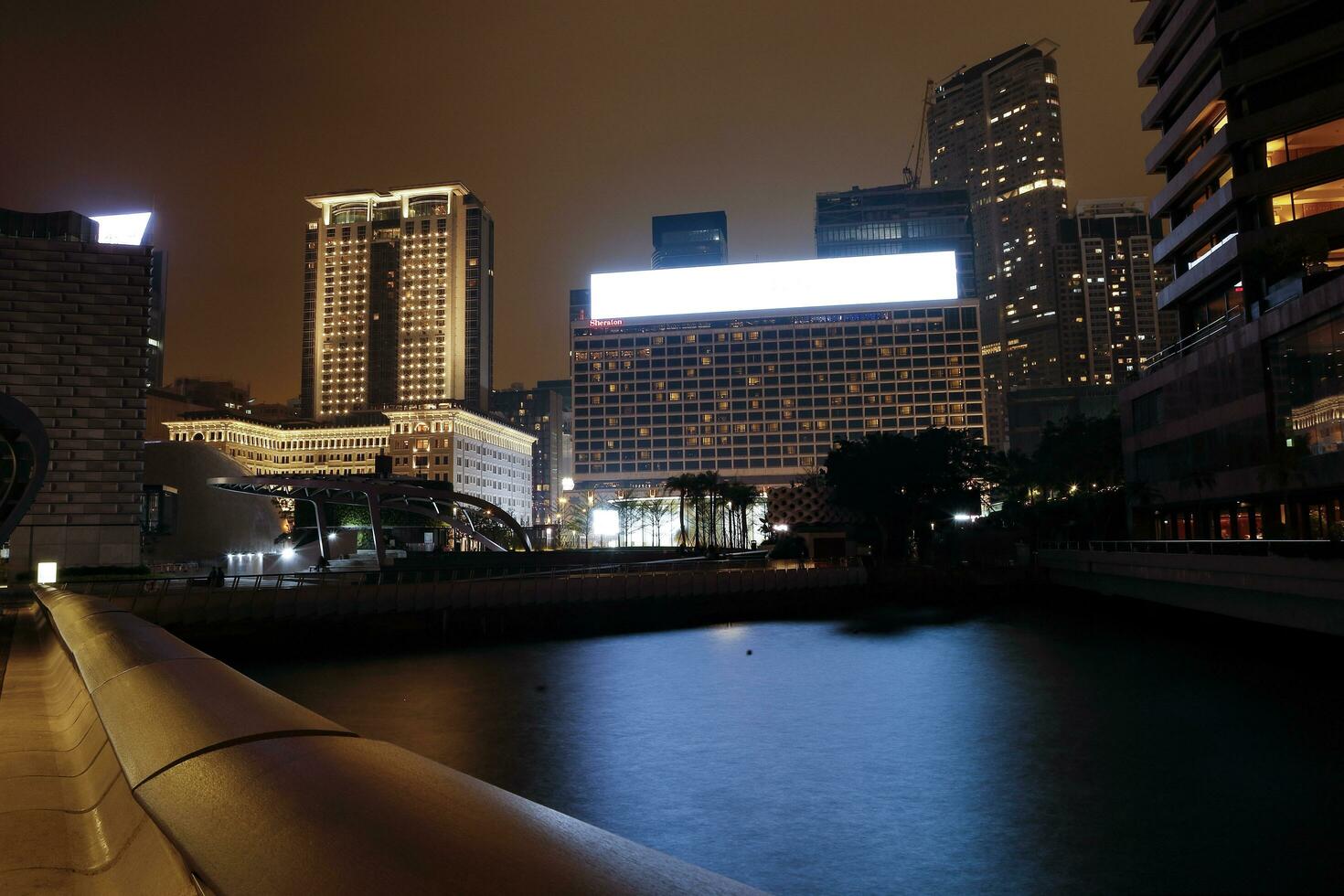 KOWLOON, HONG KONG  March 14, 2019- Night view of Hong Kong from Victoria Harbour Kowloon. photo