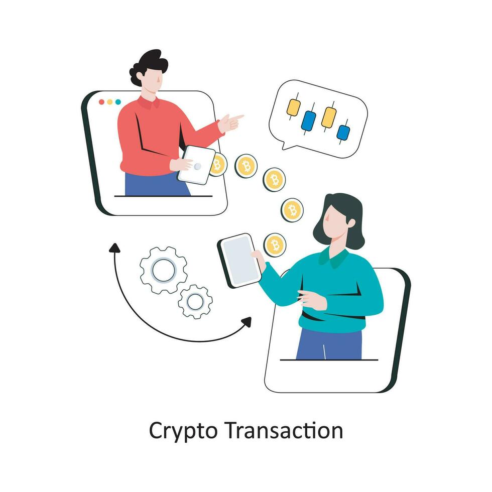 Crypto Transaction flat style design vector illustration. stock illustration