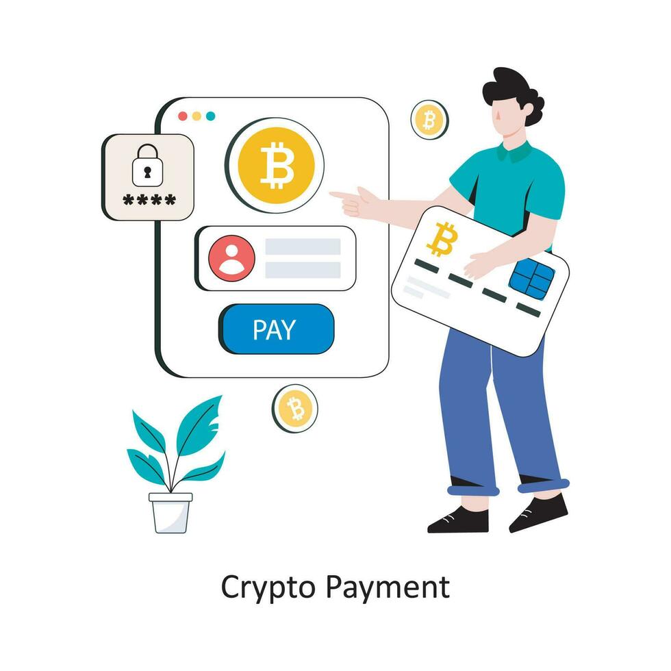 Crypto Payment  flat style design vector illustration. stock illustration