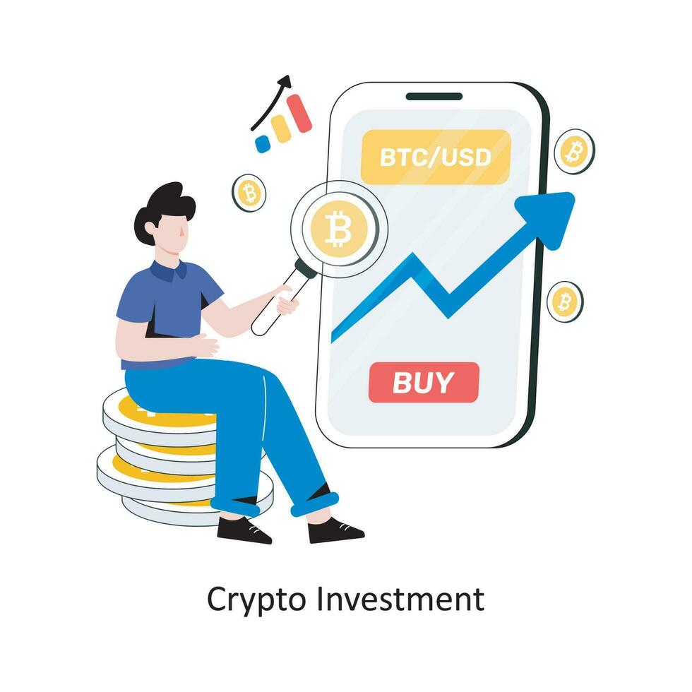 Crypto Investment flat style design vector illustration. stock illustration