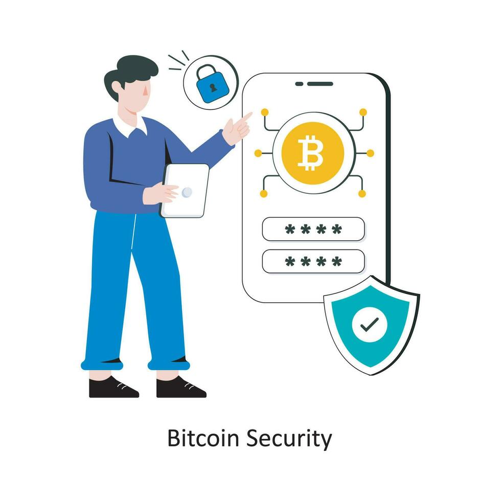 Bitcoin Security flat style design vector illustration. stock illustration