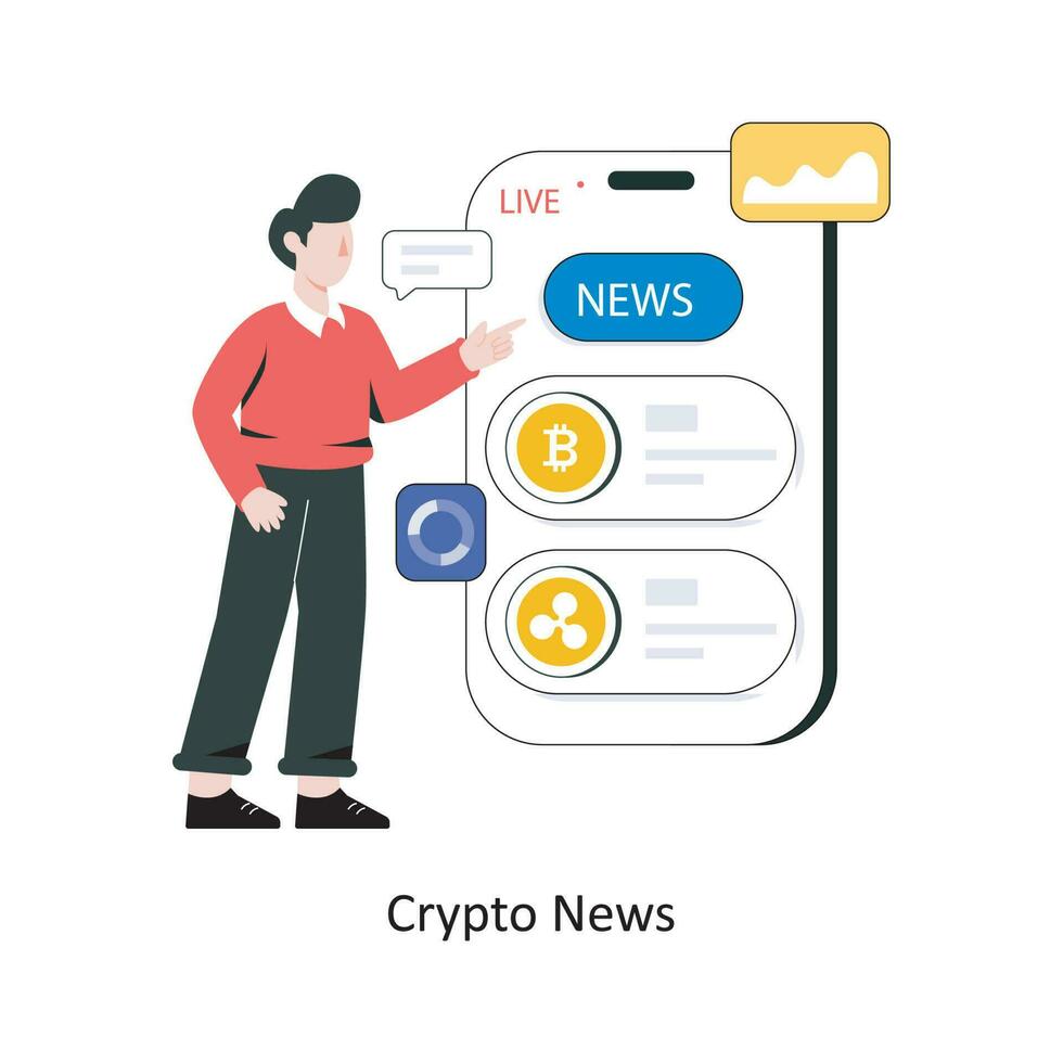 Crypto News flat style design vector illustration. stock illustration