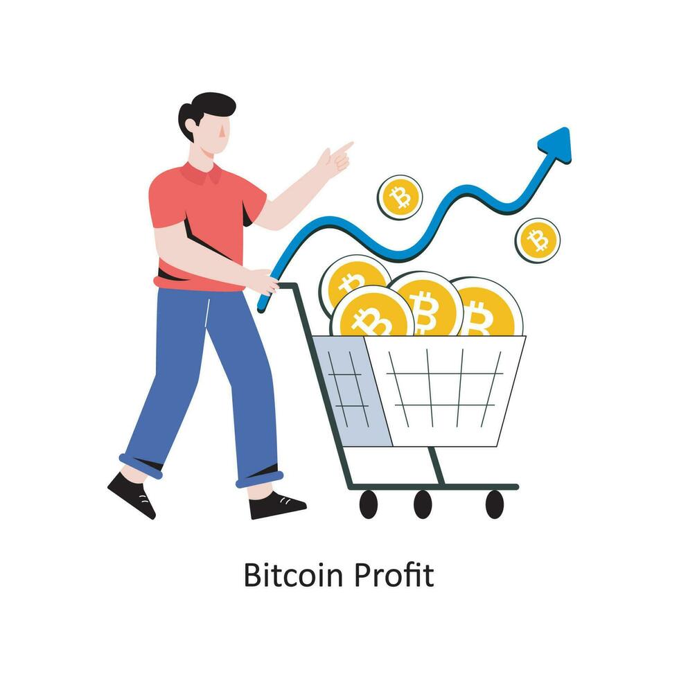 Bitcoin Profit flat style design vector illustration. stock illustration