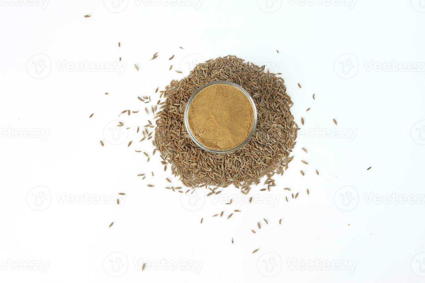 Cumin seeds dry whole powdered healthy aromatic spice jeera photo