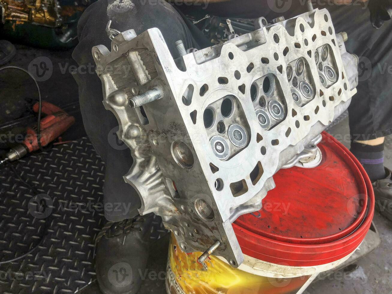 Hands on Car Engine Block Repair photo
