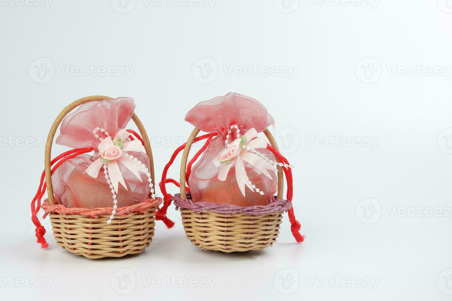 Egg flower or bunga telur a traditional malay wedding gift important part of reception door gift in bamboo basket photo