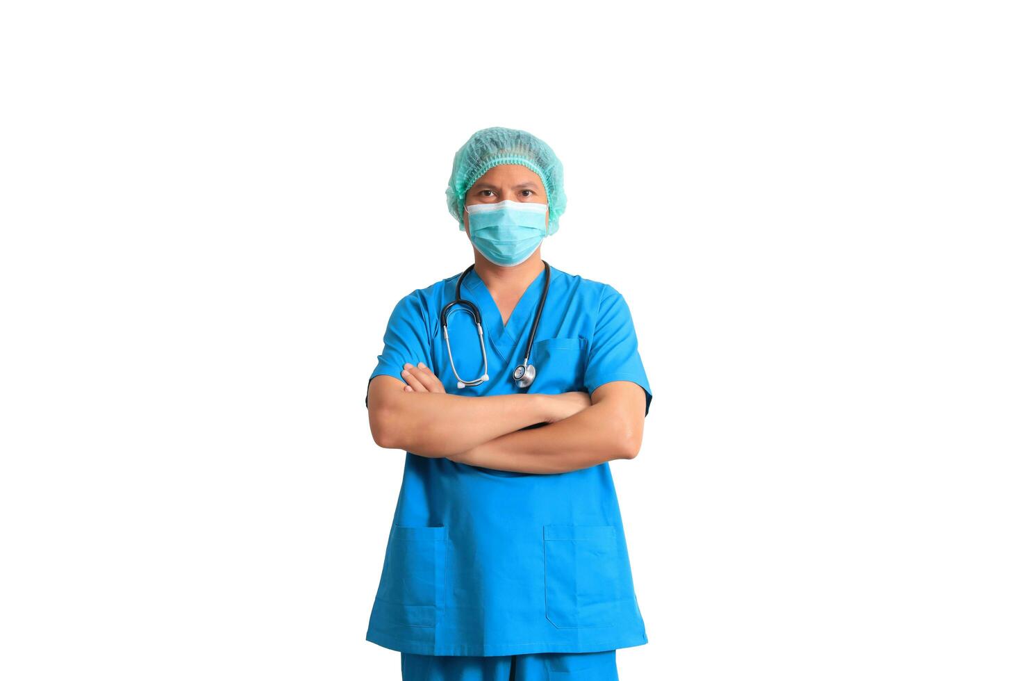 male doctor wearing blue suit photo